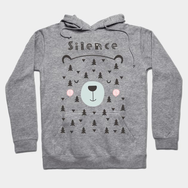 Slience Bear Kids Grils Teen Women Design Hoodie by estelA_Sunday